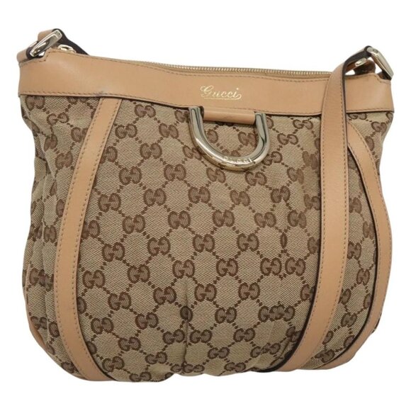 GUCCI GG Canvas Abbey Shoulder Bag Beige Gold - Picture 1 of 15